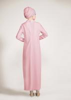 Tesettür giyim PUDRA HAKİM YAKA TAŞ VE BONCUK DETAYLI 2&prime;Lİ ETEKLİ TAKIM 3456