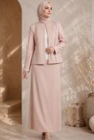 Hijab-Kleidung PULVER DREITEILIGES SOCKELLEISTEN-SET T 3458