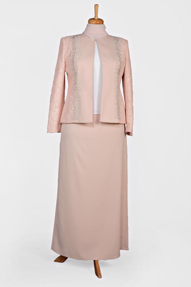 Hijab clothing POWDER T 3458E Alvina Zade 3′lü Etekli Takım - TRENDTESETTÜR