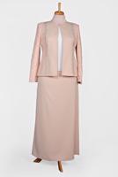 Tesettür giyim PUDRA GÜPÜRLÜ BONCUK DETAYLI 3&prime;LÜ ETEKLİ TAKIM 3458E 