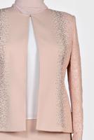 Tesettür giyim PUDRA GÜPÜRLÜ BONCUK DETAYLI 3&prime;LÜ ETEKLİ TAKIM 3458E 