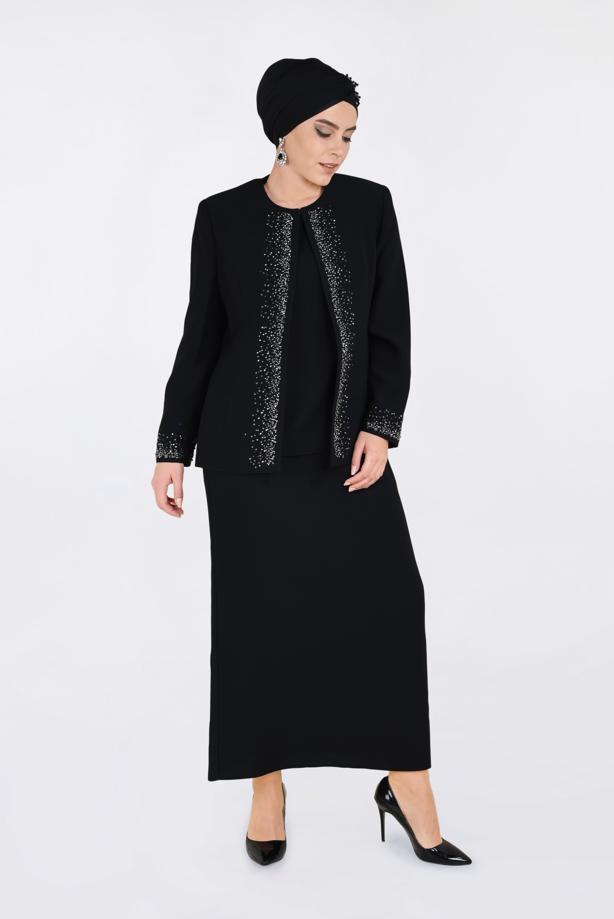 Hijab clothing BLACK T 3467E Alvina Maral 5985 3′lü Etekli Tk. - TRENDTESETTÜR