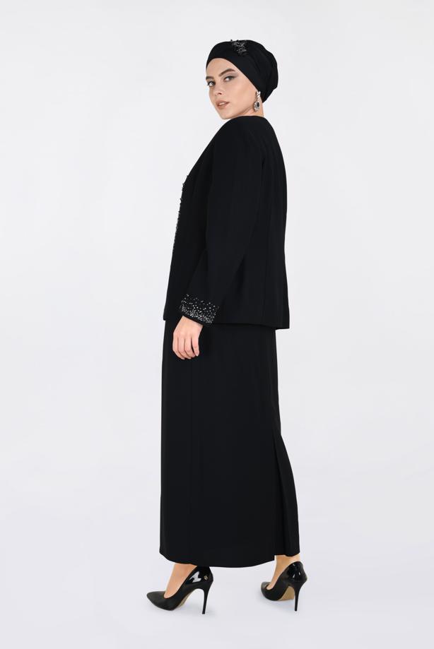 Hijab clothing BLACK T 3467E Alvina Maral 5985 3′lü Etekli Tk. - TRENDTESETTÜR
