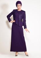 Tesettür giyim MOR TAŞLI 3′LÜ ETEKLİ TAKIM 3470