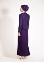 Tesettür giyim MOR TAŞLI 3&prime;LÜ ETEKLİ TAKIM 3470