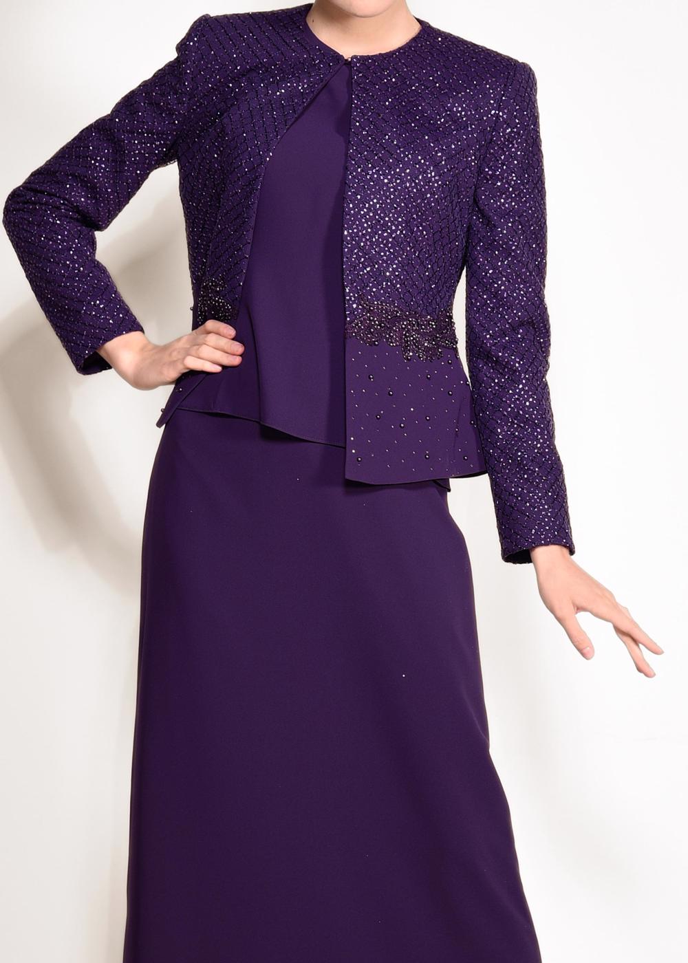 Tesettür giyim MOR TAŞLI 3&prime;LÜ ETEKLİ TAKIM 3470
