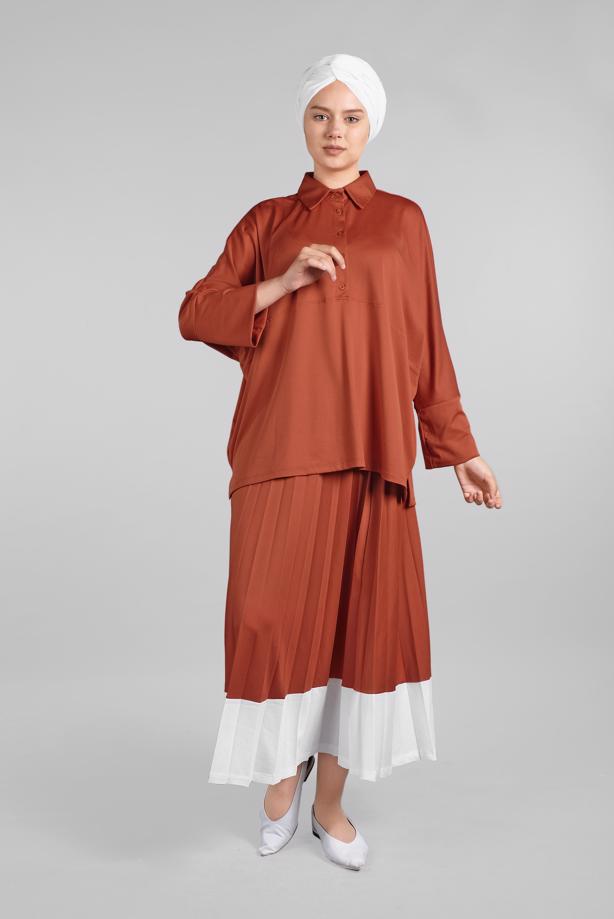 Vêtements hijab  T 6556 DKN-2′Lİ ETEKLİ TAKIM - TRENDTESETTÜR