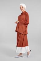 Hijab clothing BROWN T 6556 DKN-2′Lİ ETEKLİ TAKIM