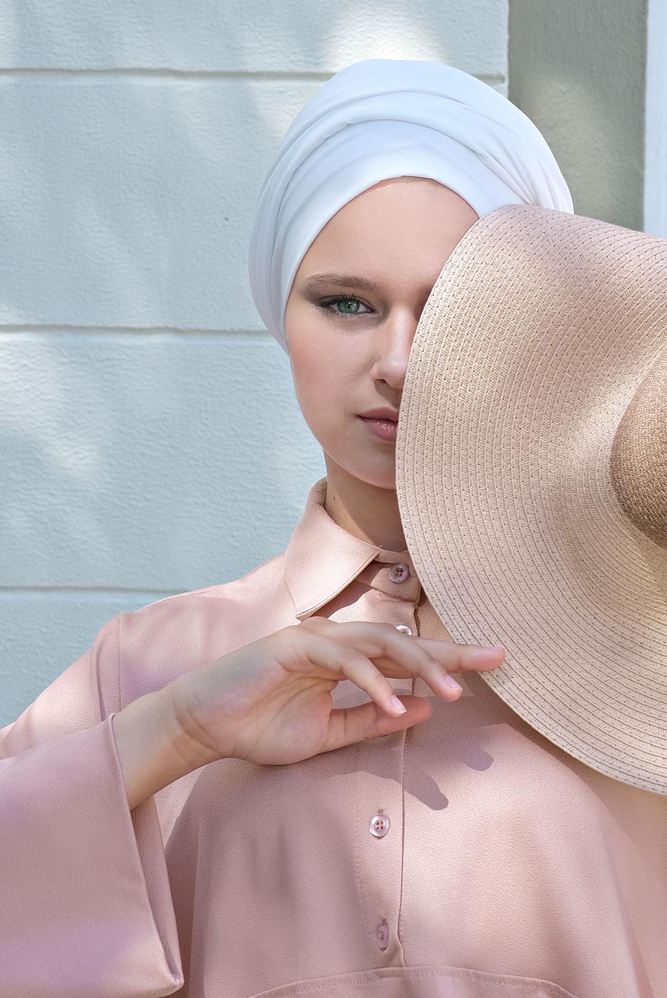 Tesettür giyim PEMBE YARASA KOL PİLİSELİ 2&prime;Lİ ETEKLİ TAKIM 6556 