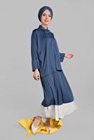 Tesettür giyim LACİVERT YARASA KOL PİLİSELİ 2&prime;Lİ ETEKLİ TAKIM 6556 