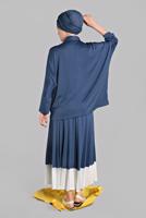 Tesettür giyim LACİVERT YARASA KOL PİLİSELİ 2&prime;Lİ ETEKLİ TAKIM 6556 