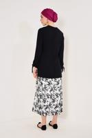 Tesettür giyim KREM FLORAL DESENLİ PİLİSELİ ETEKLİ TAKIM T 7226
