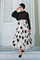 Tesettür giyim SİYAH BELİ LASTİKLİ PİLİSELİ 2′Lİ ETEKLİ TAKIM  7366