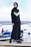 Tesettür giyim LACİVERT BASKILI ETEKLİ EŞOFMAN TAKIMI T 8638