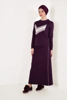 Tesettür giyim MÜRDÜM BASKILI ETEKLİ EŞOFMAN TAKIMI T 8638