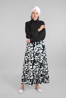 Tesettür giyim SİYAH GEOMETRİK DESEN ETEKLİ 2&prime;Lİ ETEKLİ TAKIM 9366