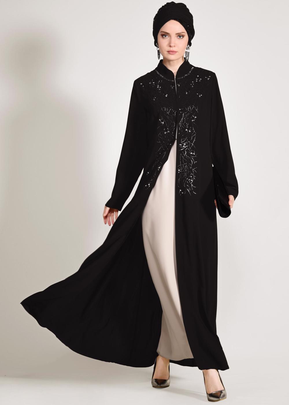 Vêtements hijab NOIR T 3423 Alvina Aslı 5929 2′li Elbiseli Takım