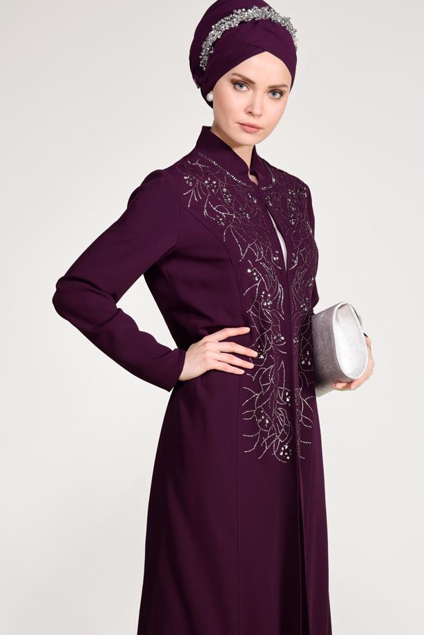 Vêtements hijab POURPRE T 3423 Alvina Aslı 5929 2′li Elbiseli Takım - TRENDTESETTÜR