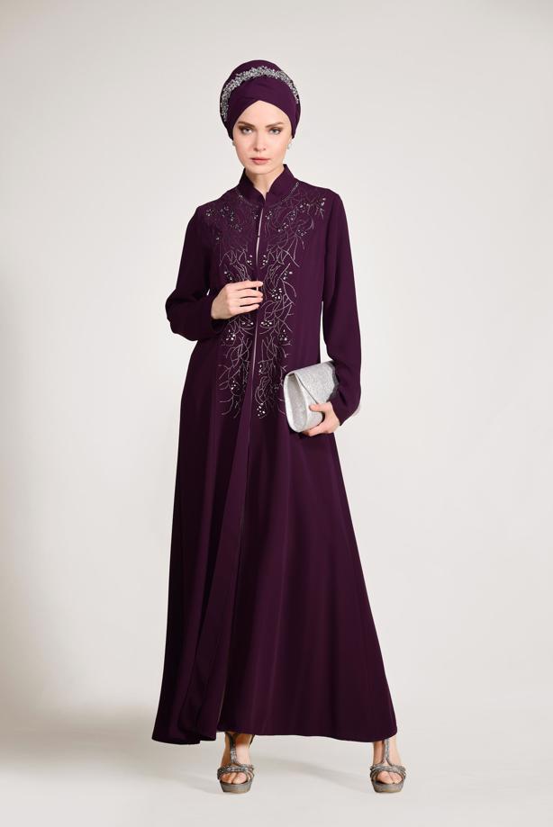 Hijab clothing PURPLE T 3423 Alvina Aslı 5929 2′li Elbiseli Takım - TRENDTESETTÜR