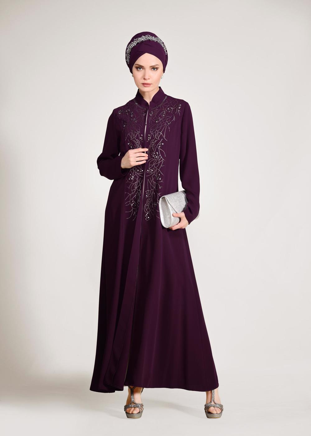 Vêtements hijab POURPRE T 3423 Alvina Aslı 5929 2′li Elbiseli Takım