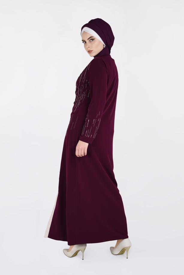 Vêtements hijab ROUGE BORDEAUX T 3439 Alvina New Loren 2′li Elbiseli Takım - TRENDTESETTÜR