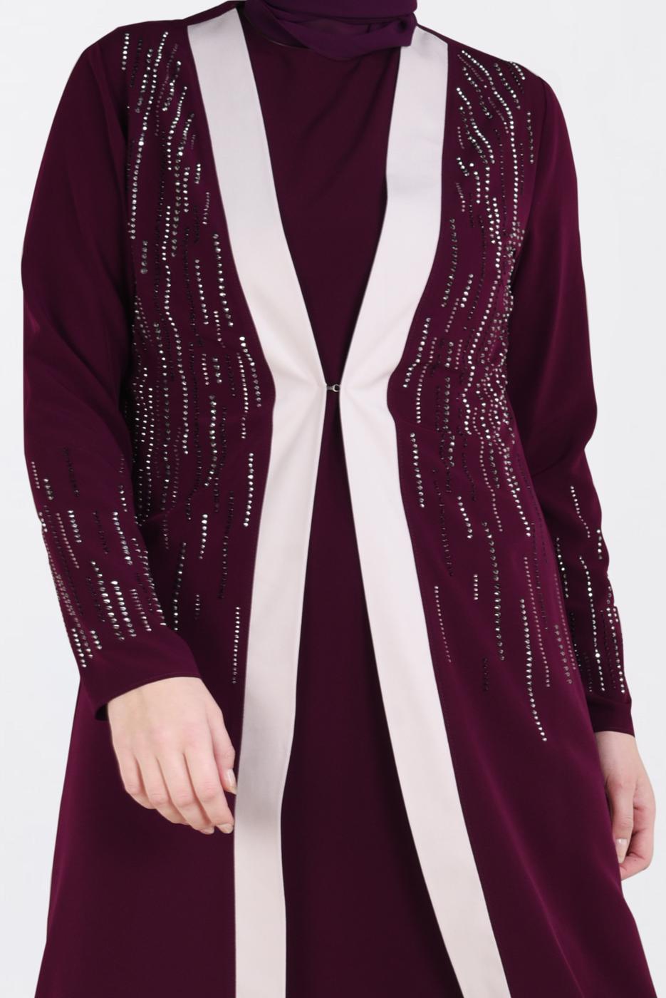 Vêtements hijab ROUGE BORDEAUX T 3439 Alvina New Loren 2′li Elbiseli Takım