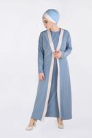 Vêtements hijab BLEU T 3439 Alvina New Loren 2′li Elbiseli Takım