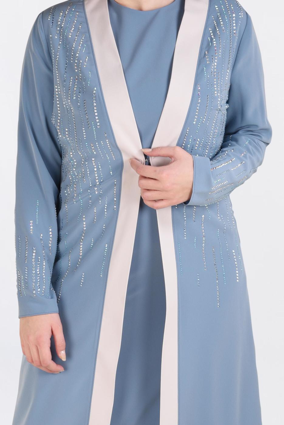 Vêtements hijab BLEU T 3439 Alvina New Loren 2′li Elbiseli Takım
