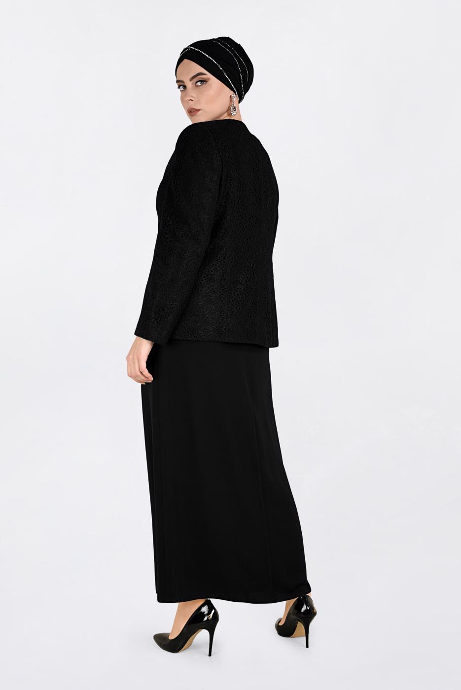 Vêtements hijab NOIR T 3463 Alvina Virona 2′li Elbiseli Takım