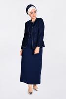 Hijab clothing NAVY BLUE T 3463 Alvina Virona 2&prime;li Elbiseli Takım