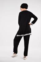 Tesettür giyim SİYAH SİM DETAYLI ŞERİTLİ 2&prime;Lİ PANTOLONLU TAKIM 44681