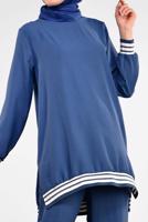 Tesettür giyim LACİVERT SİM DETAYLI ŞERİTLİ 2&prime;Lİ PANTOLONLU TAKIM 44681