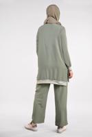 Tesettür giyim YEŞİL SİM DETAYLI ŞERİTLİ 2&prime;Lİ PANTOLONLU TAKIM 44681