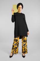 Tesettür giyim SİYAH  FİTİLLİ 2&prime;Lİ PANTOLONLU TAKIM 8016-1