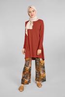 Tesettür giyim KAHVE FİTİLLİ 2&prime;Lİ PANTOLONLU TAKIM 8016-2  