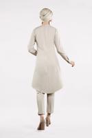 Tesettür giyim BEJ ETEK UCU OVAL KESİM KLASİK 2&prime;Lİ TAKIM 34791