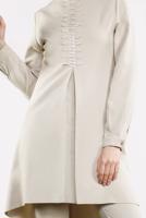 Tesettür giyim BEJ ETEK UCU OVAL KESİM KLASİK 2&prime;Lİ TAKIM 34791