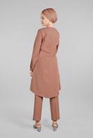 Tesettür giyim TURUNCU İŞLEME DETAYLI ETEK UCU OVAL KESİM 2&prime;Lİ PANTOLONLU TAKIM 44791