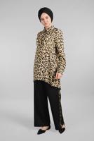 Tesettür giyim SİYAH LEOPAR DESENLİ 2&prime;Lİ PANTOLONLU TAKIM 69108 