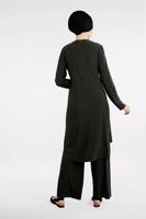 Tesettür giyim HAKİ PÜSKÜL VE PAYETLİ 2&prime;Lİ PANTOLONLU TAKIM 80891