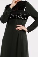 Tesettür giyim HAKİ PÜSKÜL VE PAYETLİ 2&prime;Lİ PANTOLONLU TAKIM 80891