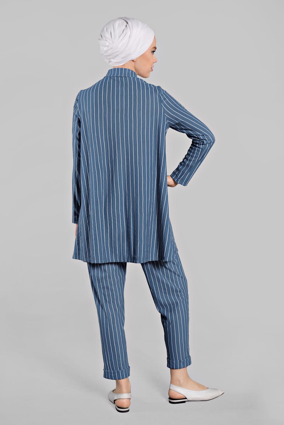 Vêtements hijab BLEU MARINE  Costume de Pantalon T 86302