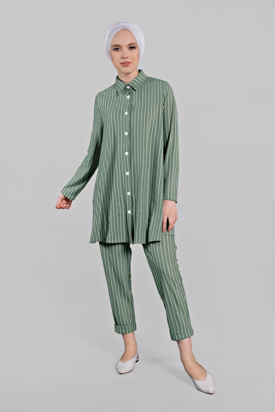 Vêtements hijab VERT  Costume de Pantalon T 86302