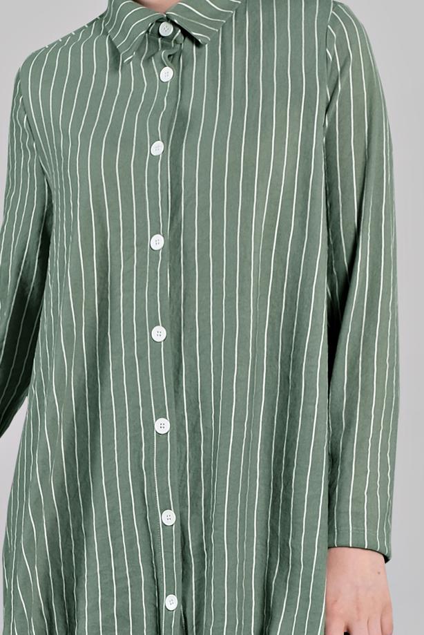 Vêtements hijab  Buttoned Stripe Patterned Binary Pants Suit T 86302  - TRENDTESETTÜR