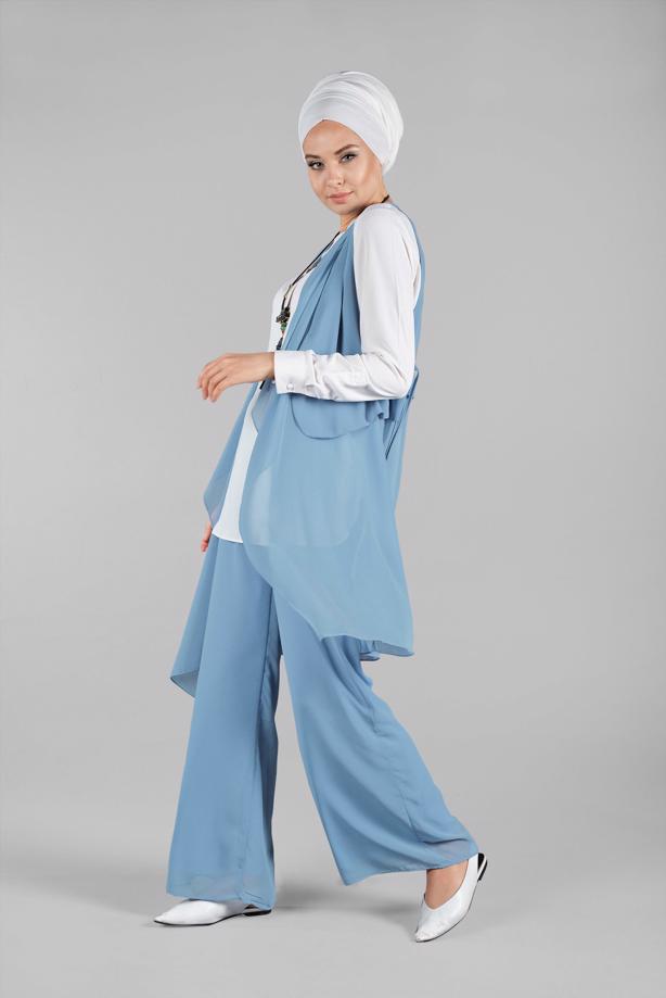 Vêtements hijab  T 0066 ZMN-PANTOLONLU TAKIM - TRENDTESETTÜR