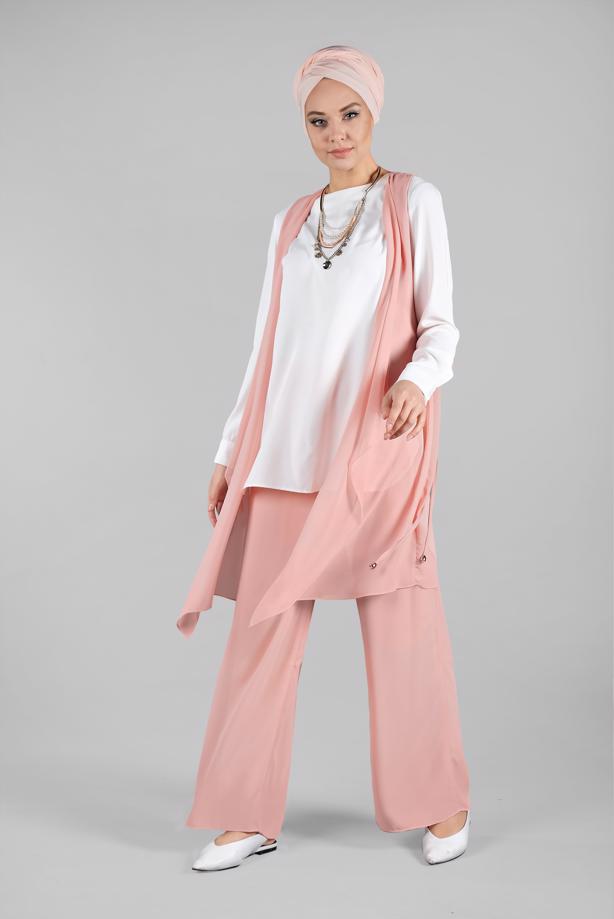 Vêtements hijab  T 0066 ZMN-PANTOLONLU TAKIM - TRENDTESETTÜR
