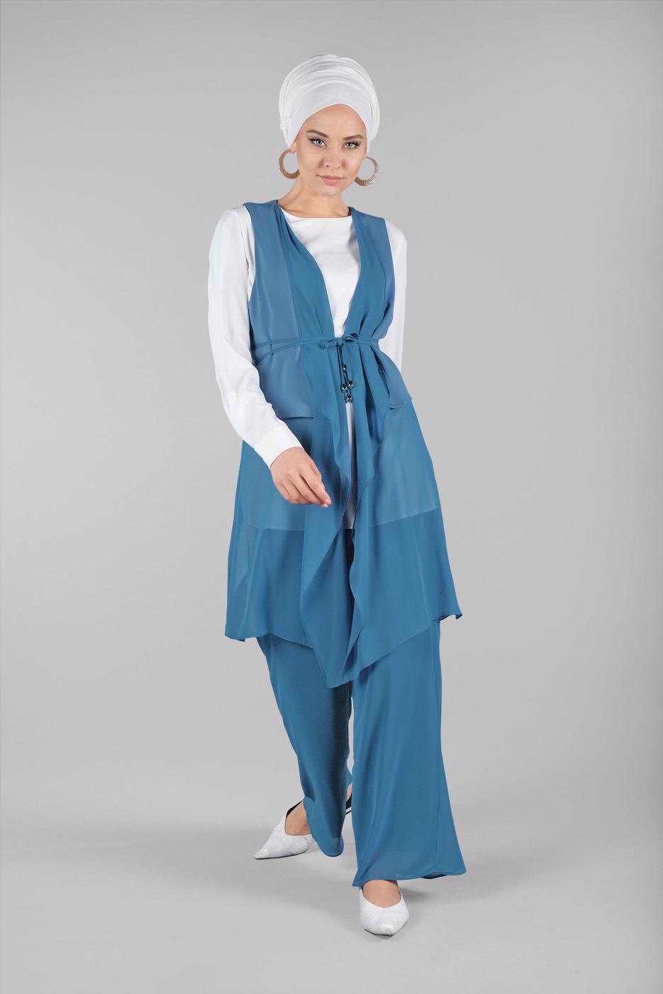 Vêtements hijab BLEU MARINE T 0066 ZMN-PANTOLONLU TAKIM