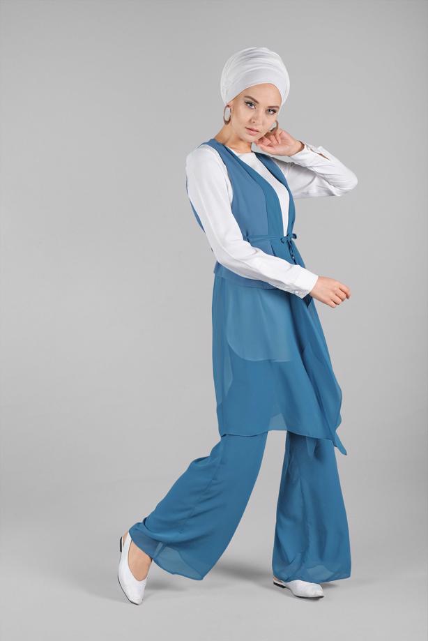 Vêtements hijab  T 0066 ZMN-PANTOLONLU TAKIM - TRENDTESETTÜR