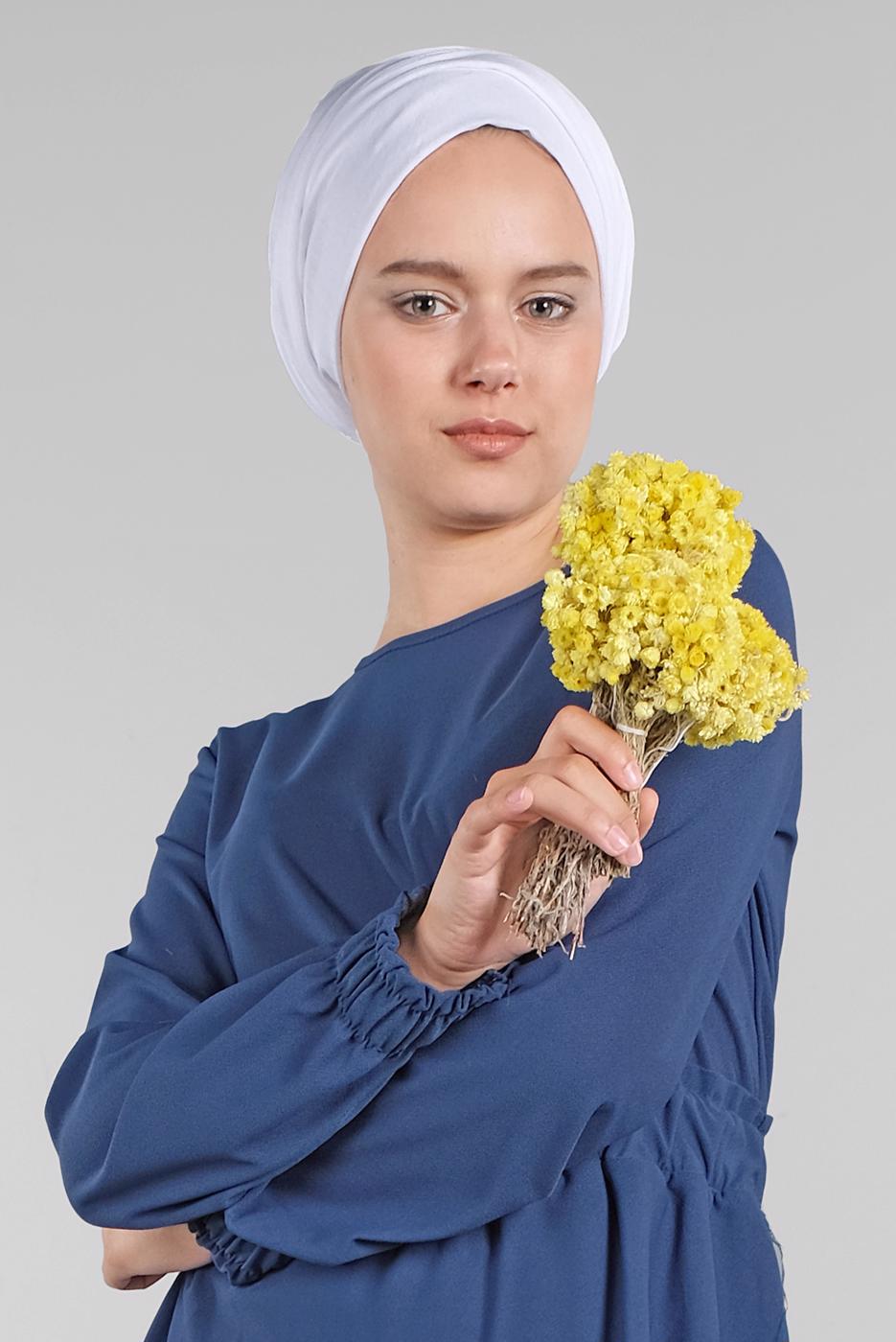 Hijab clothing BLUE PANTS SUIT CUFFS AND WAIST WITH RUBBER 0116