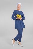 Hijab clothing BLUE PANTS SUIT CUFFS AND WAIST WITH RUBBER 0116